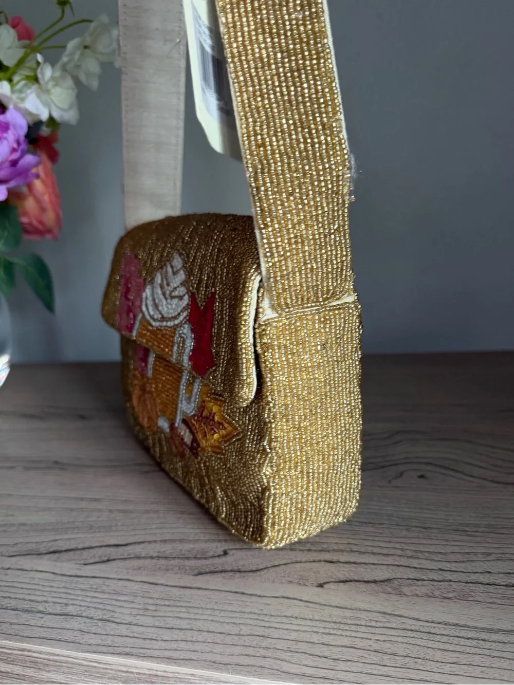 TikTok Viral Sol Mer Pumpkin Spice Latte coffee fall autumn leaves Beaded Bag